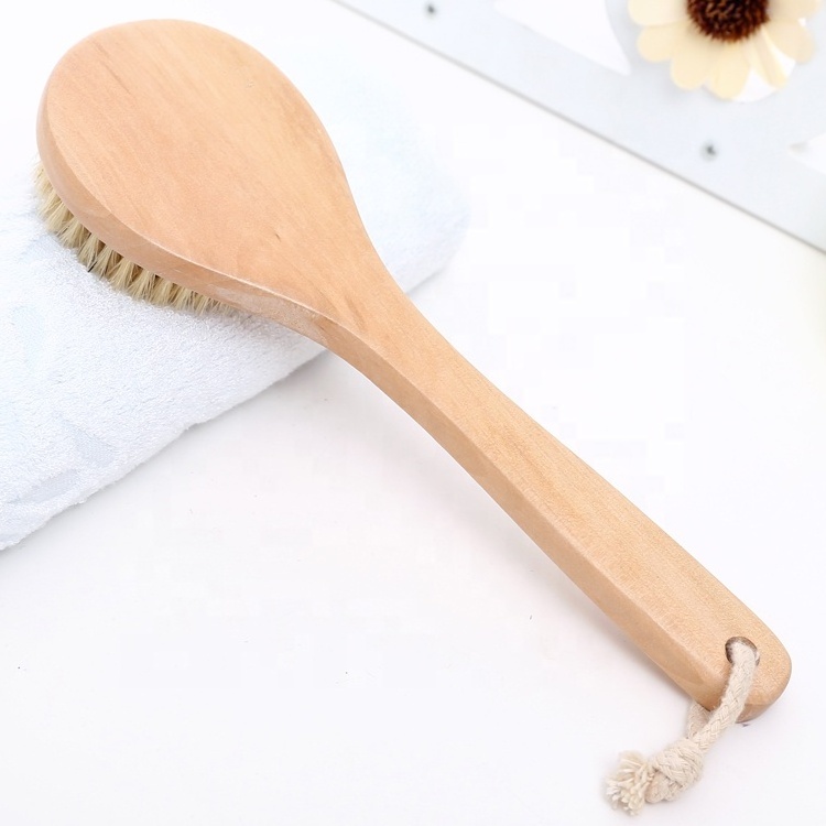 Best Quality 25cm wooden handle natural Body massage brush back shower brush