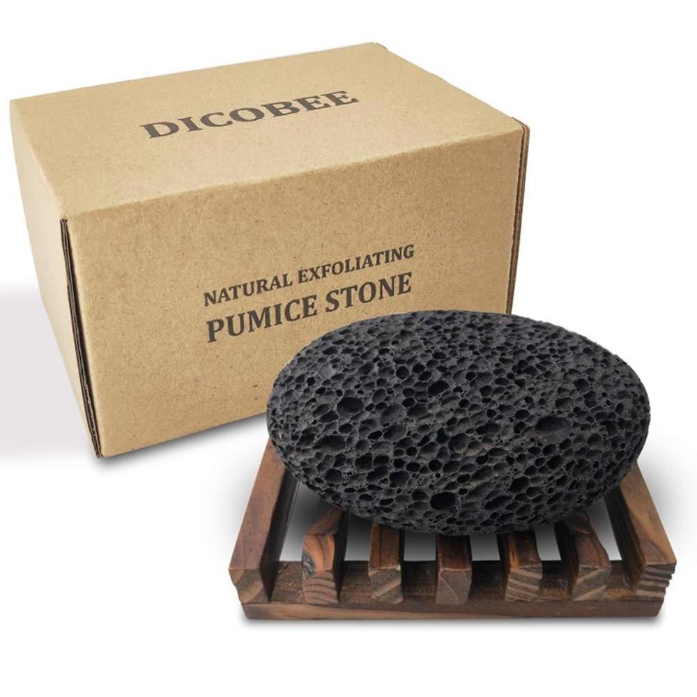 Lava Pumice Stone for Feet Scrubber Stone for Feet and Hands with Organic Wooden Bath Tray Pedicure Tools Natural Foot Scrub