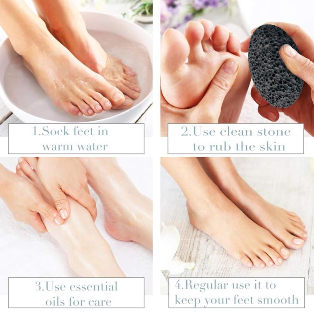 Lava Pumice Stone for Feet Scrubber Stone for Feet and Hands with Organic Wooden Bath Tray Pedicure Tools Natural Foot Scrub