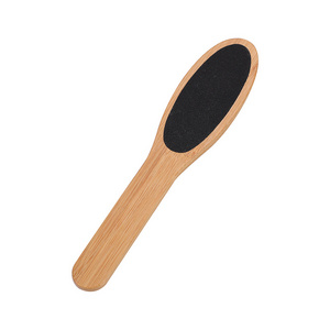 Custom professional pedicure care tool sandpaper wooden bamboo foot file callus remover with long handle