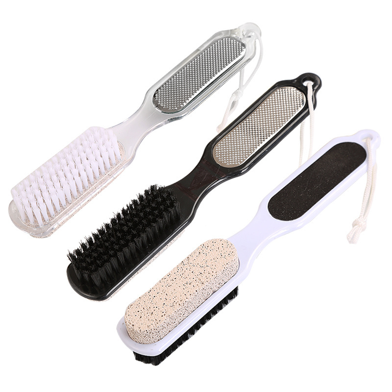 Bathroom Product Multifunction 4 in 1 Pedicure Grinding Tool Pumice Stone Dead Skin Remover Brush Foot File with Nail Brush