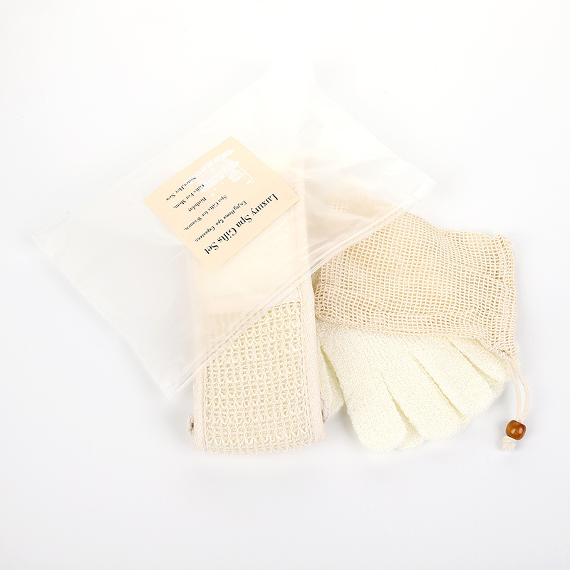 Natural Environmental friendly womens sets Spa Set with hemp bath belt soap bag bath glove bath mitts