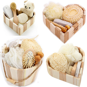 Christmas new year birthday valentines day mothers day Natural  Wooden Bucket-packed Spa  Body Skin Cleaning spa Bath Gifts set