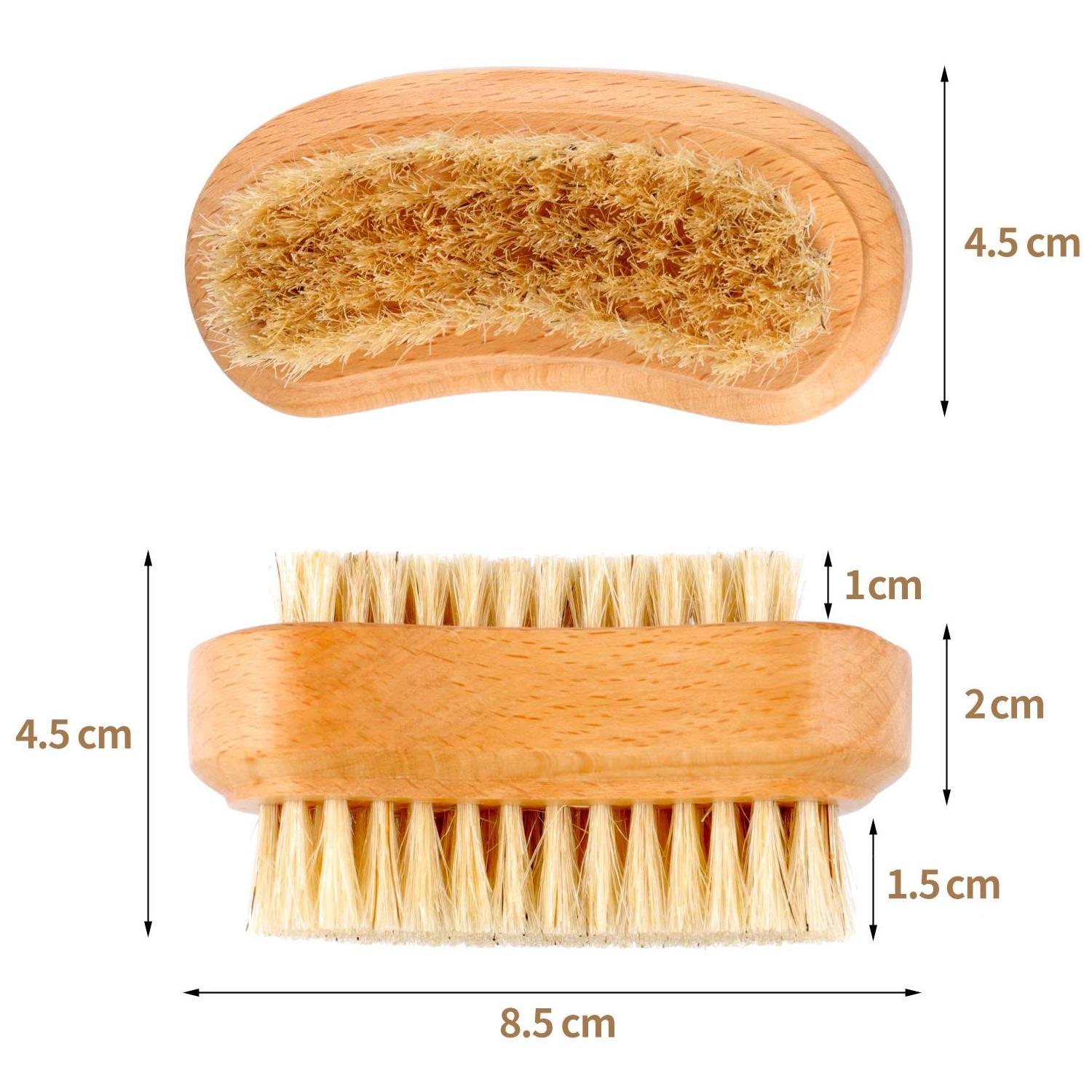 Natural Wooden and Bristle Scrubber Tool Hand & Foot Brush Finger Nail Brush for Cleaning Fingernail and Toenail Cuticle