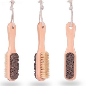 Foot File Callus Remover, Wood Handle Foot Scrubber, Feet Rasp Tools Pumice Stone and Foot Brush