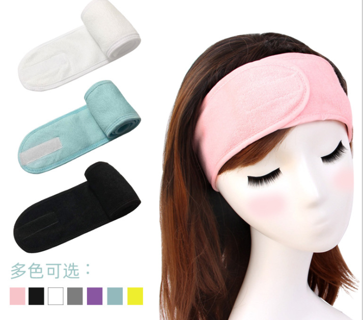 Spa Facial Headband Whaline Make Up Wrap Head Terry Cloth Winter Headband Adjustable wrap with Magic Tape