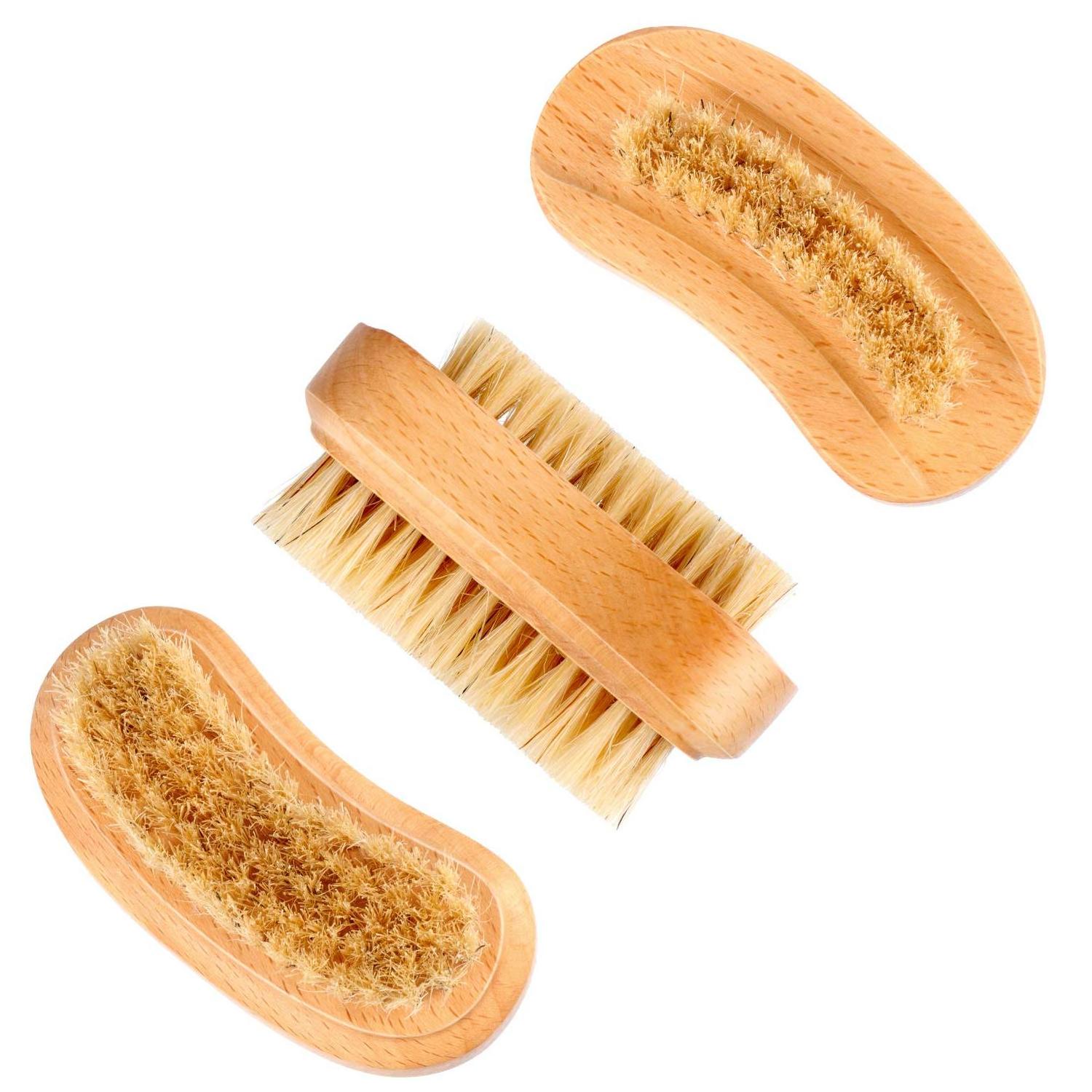 Natural Wooden and Bristle Scrubber Tool Hand & Foot Brush Finger Nail Brush for Cleaning Fingernail and Toenail Cuticle