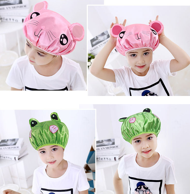 Cute Kids Shower Cap Funny Cartoon  Shower Bath hair Waterproof caps  for boys and girls