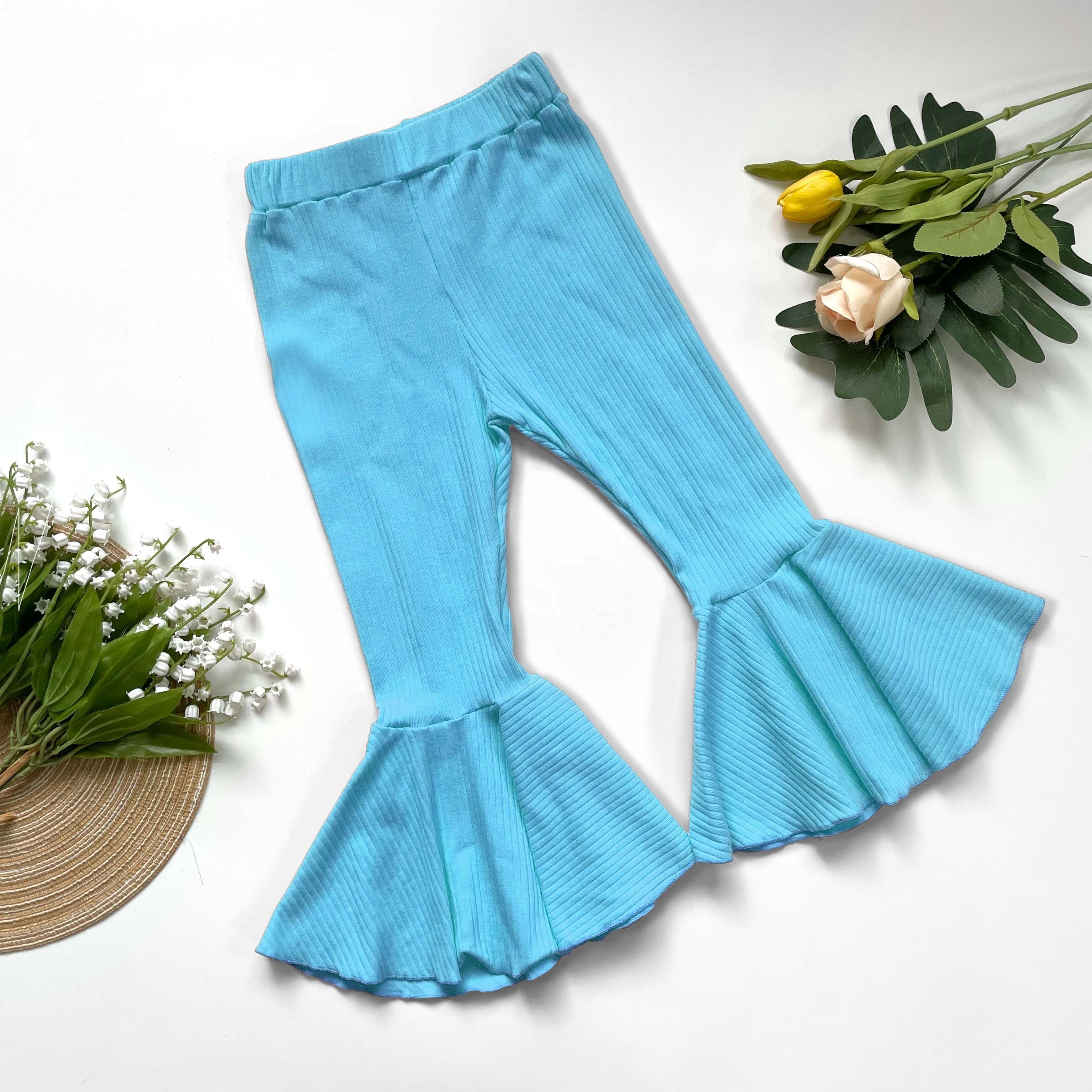 RD OEM Baby Girls Solid Color Ruffled Bell Bottoms 2024 Spring  Fall Cotton Bell Bottoms Kids Clothing