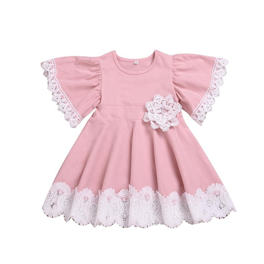 Kids Baby Girls Clothes Lace Princess Short Sleeve Toddler Cotton Casual Newborn Party Dresses One Pieces