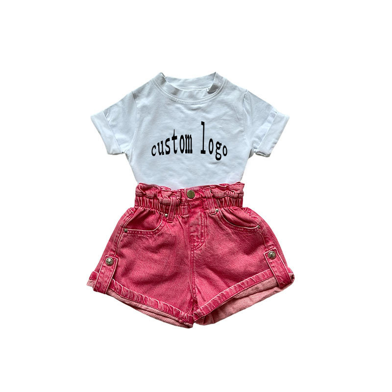 RD OEM Summer Casual Boutique Children's Wear Girls Denim Shorts Two-Piece Outfit Cute Fashion Suit