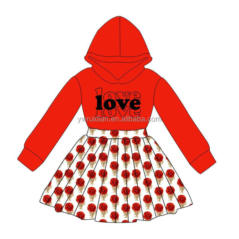 2024 Kids Valentine's Day Clothes Set Outfit To Sample Custom dress sets Children's Wear Long Sleeve Hoodie Christmas Clothes