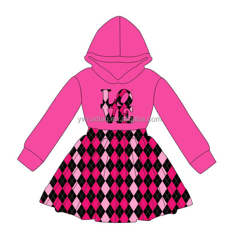 2024 Kids Valentine's Day Clothes Set Outfit To Sample Custom dress sets Children's Wear Long Sleeve Hoodie Christmas Clothes