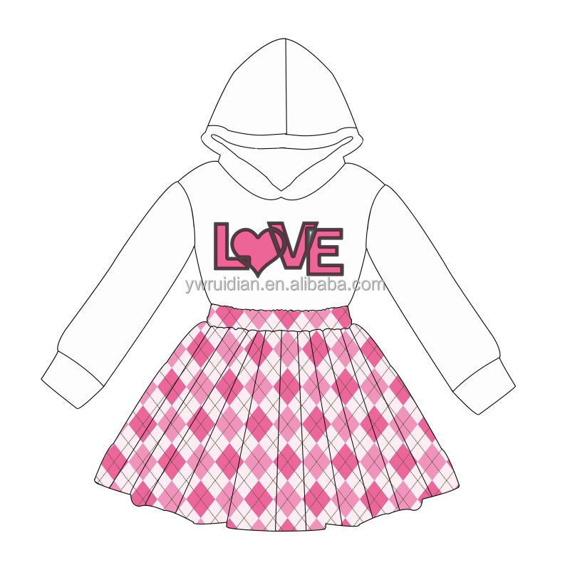 2024 Kids Valentine's Day Clothes Set Outfit To Sample Custom dress sets Children's Wear Long Sleeve Hoodie Christmas Clothes