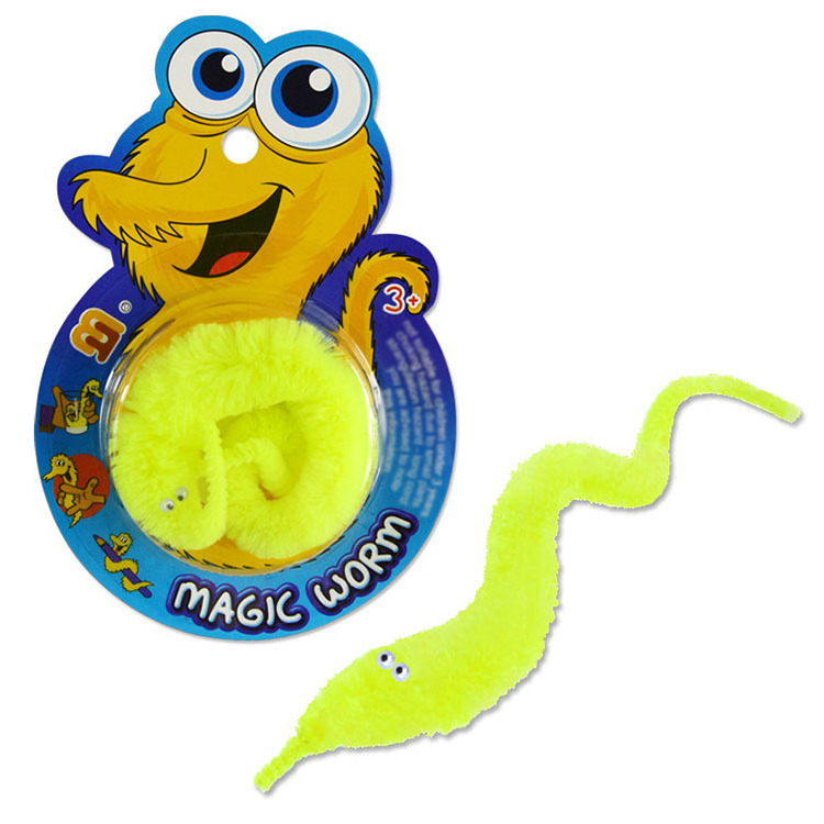 2023 Hot Selling Card Packing Twisty Worm Magic Trick Fuzzy Worm Wacky Worms Toy For Kids