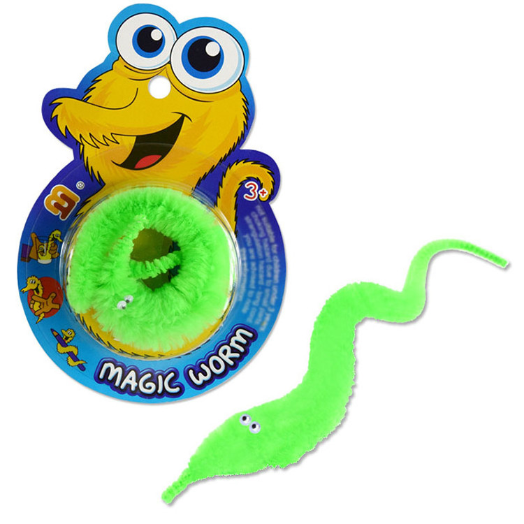 2023 Hot Selling Card Packing Twisty Worm Magic Trick Fuzzy Worm Wacky Worms Toy For Kids