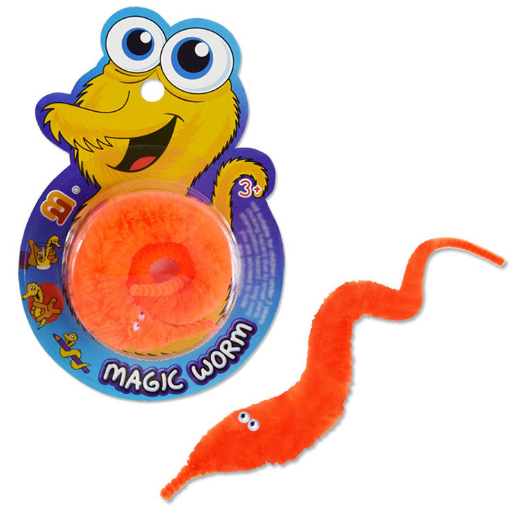 2023 Hot Selling Card Packing Twisty Worm Magic Trick Fuzzy Worm Wacky Worms Toy For Kids