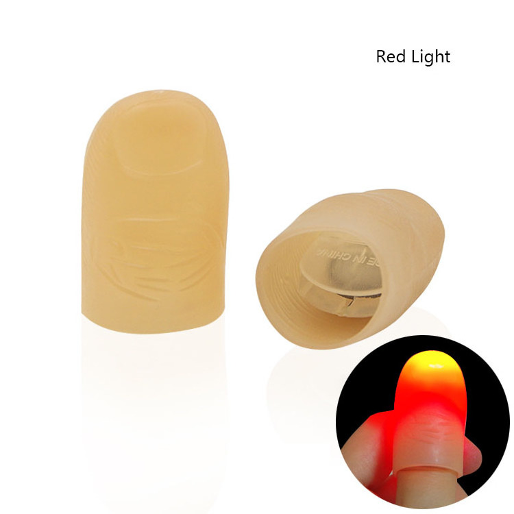 Professional Common Size  LED Finger Light Magic Thumb Tips with Red Light Magician Trick Props for both Adult and Kids