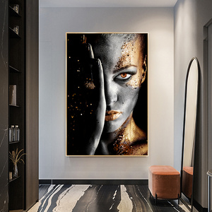 hoe sale Black and Gold Woman Portrait Graffiti Posters Print african woman wall art canvas