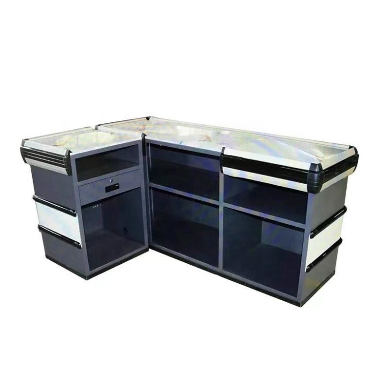 Store shopn table  Wholesale Supermarket Cashier Table Checkout Counter electronic conveyer belt cash table