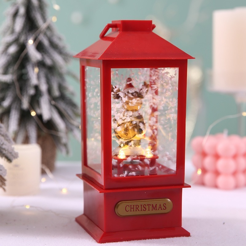 2024 Santa Claus Christmas Tree Scene with Music Sparkling Snow Lantern Reindeer Lights Battery Gifts Powered Home Decoration