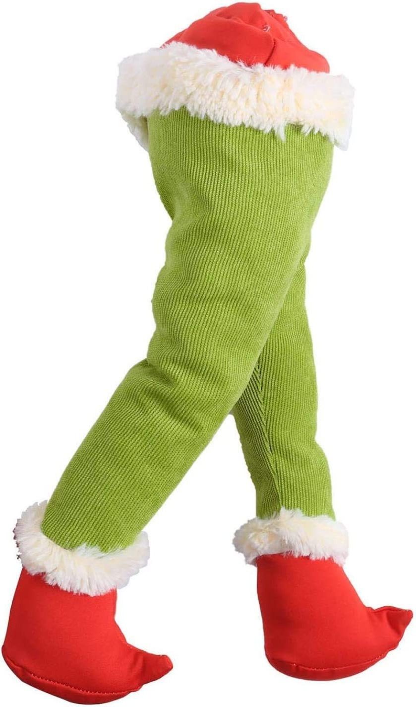 2023 New Year Christmas Tree Decoration Furry Cute Green Elf Legs Decoration Christmas Plush Toy Doll Party Decoration