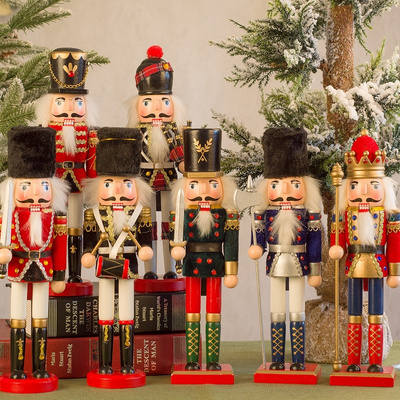 30cm Size Wooden Nutcracker Soldier Christmas Soldier Giant Nutcracker Statue for Sale Home Decoration Christmas Ornaments