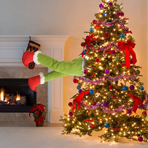 2023 New Year Christmas Tree Decoration Furry Cute Green Elf Legs Decoration Christmas Plush Toy Doll Party Decoration