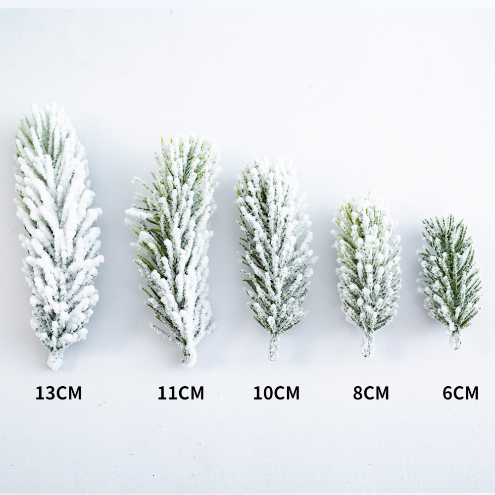 Wholesale Pine Tree Branches Green White Christmas Artificial Mini Pine Branch 10/20pcs