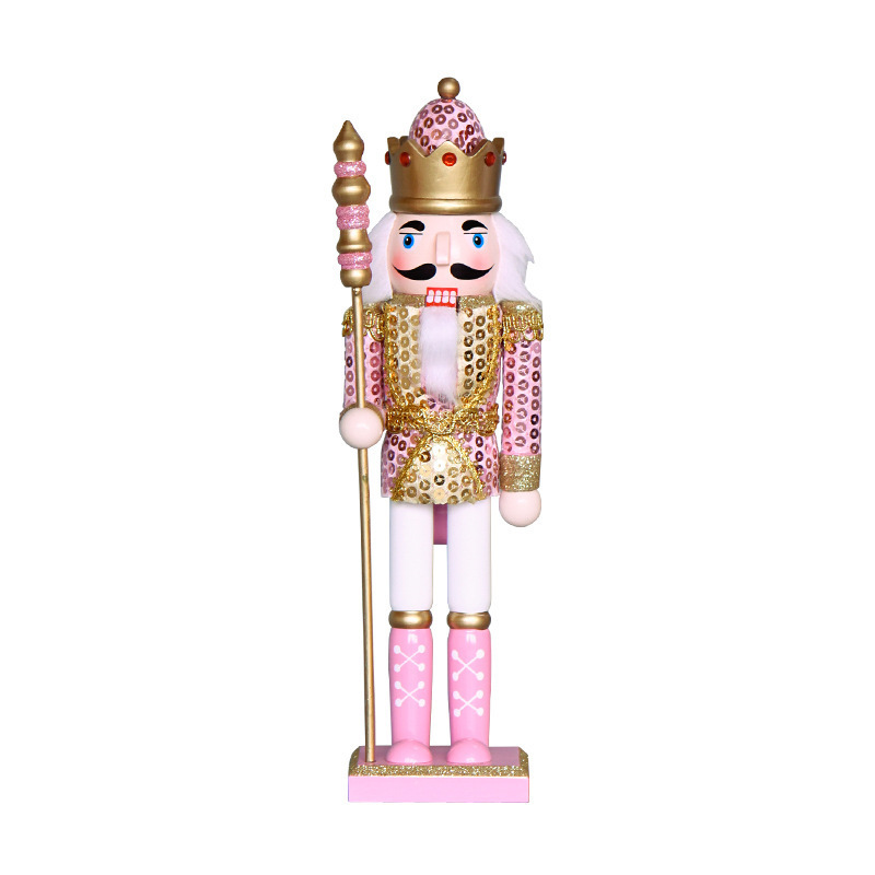 Wholesale Pink Nutcracker Figurines 30cm Wooden Dolls Soldier Nutcracker for Christmas Decoration Gifts