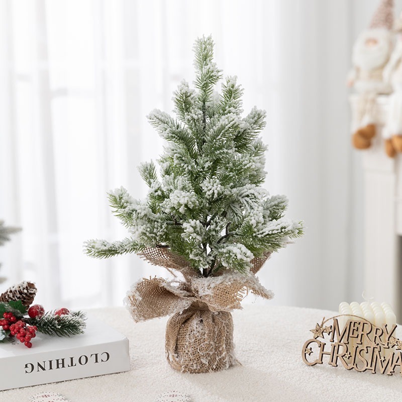 Christmas Trees Decorations Artificial Tabletop Small Trees with Snow for Indoor Outdoor Home Village Winter Holiday Decor