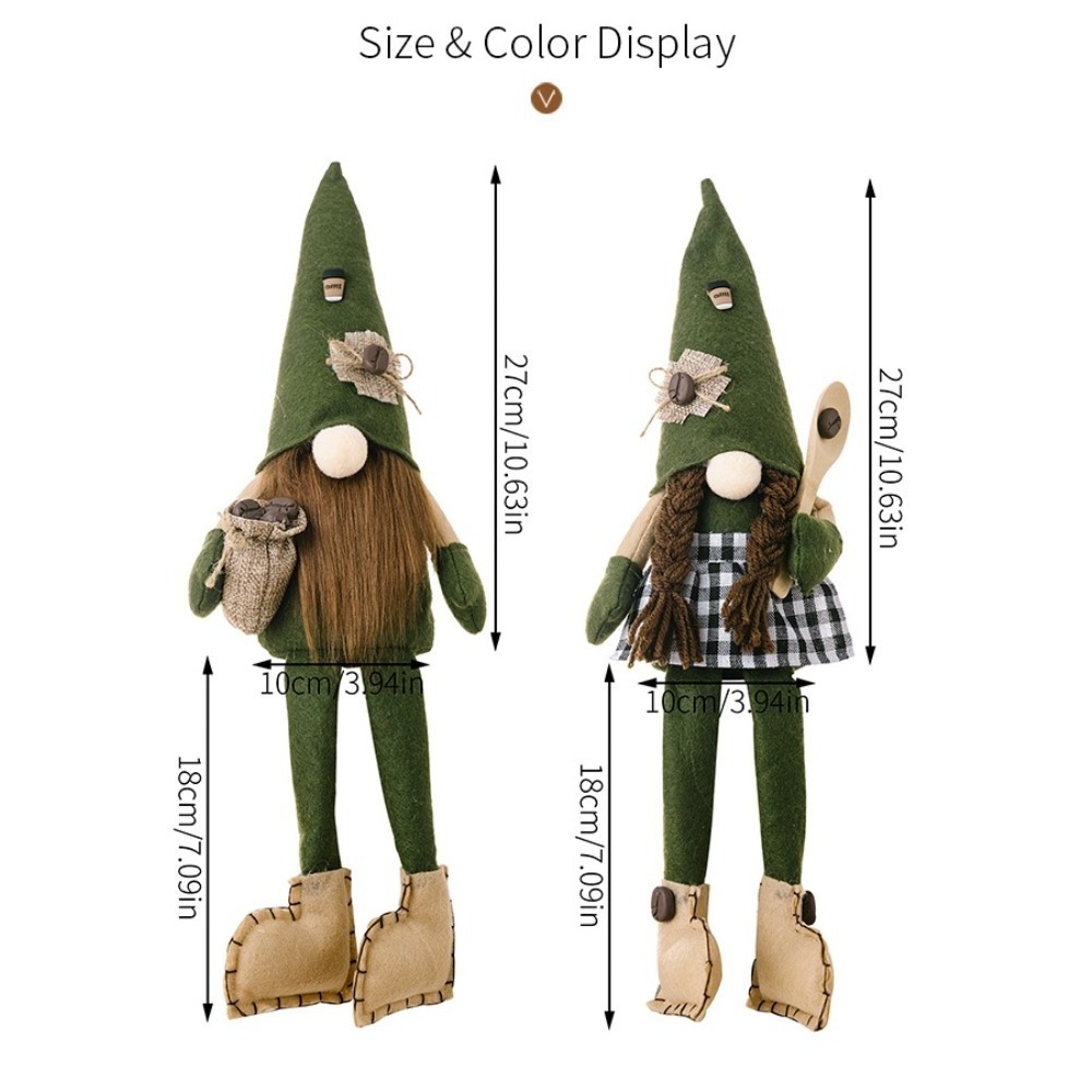 2024 Mother's Day Faceless Rudolph Doll Green Pointed Hat Hanging Legs Dwarf Elf Coffee Doll Ornaments Christmas Figurine Toys