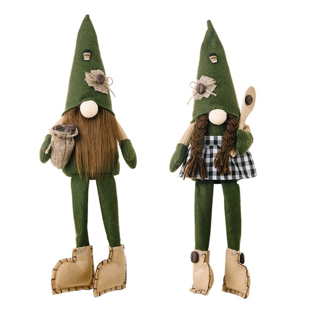 2024 Mother's Day Faceless Rudolph Doll Green Pointed Hat Hanging Legs Dwarf Elf Coffee Doll Ornaments Christmas Figurine Toys