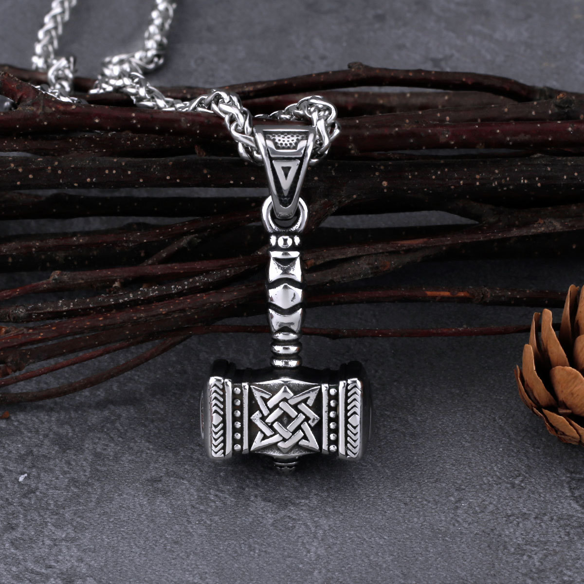 Nordic Thor's Hammer Men's Pendant 316L Stainless Steel Domineering Celtic Knot Amulet charms for jewelry making anchor pendant