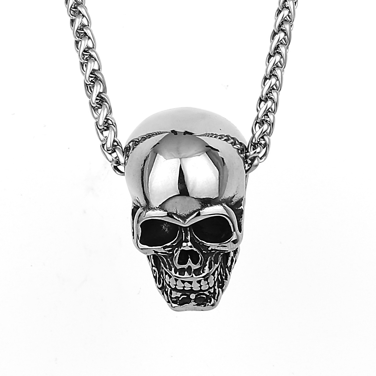 Punk Pendant Biker Neo-Gothic Necklace Stainless Steel Men's Big Skull Pendant for Glamour Jewelry