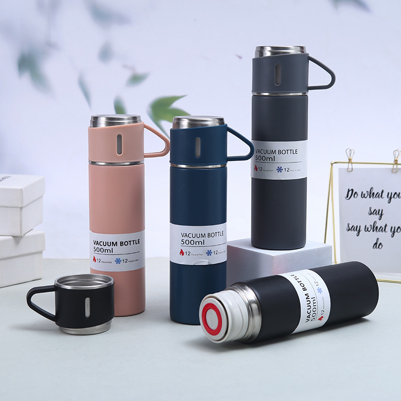 hot & cool custom double wall stainless steel oem tea vacuum insulated flask with coffee cup set