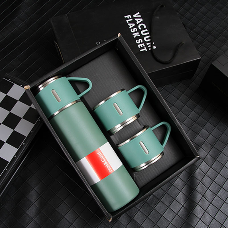 hot & cool custom double wall stainless steel oem tea vacuum insulated flask with coffee cup set