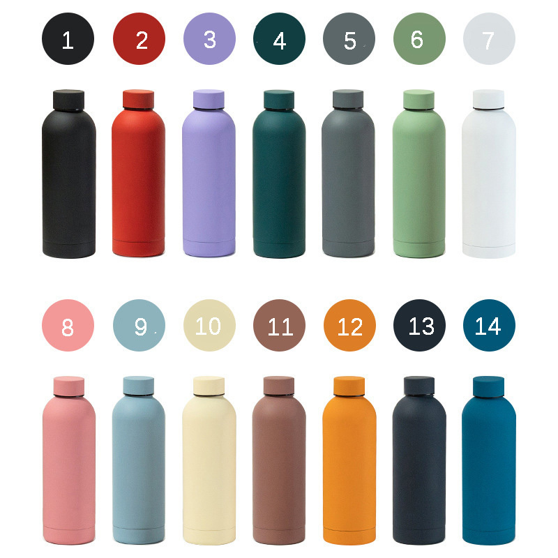 Matte Coated Leakproof Vacuum Insulated Double Walled Reusable Stainless Steel Thermos Termos Water Bottle