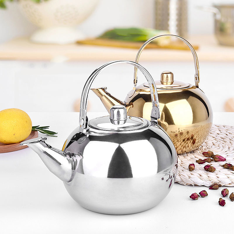 Large Capacity Kung Fu Tea Set Tea Pot Stainless Steel Gold Teapot Coffee Pot Kettle With Tea Leaf Infuser