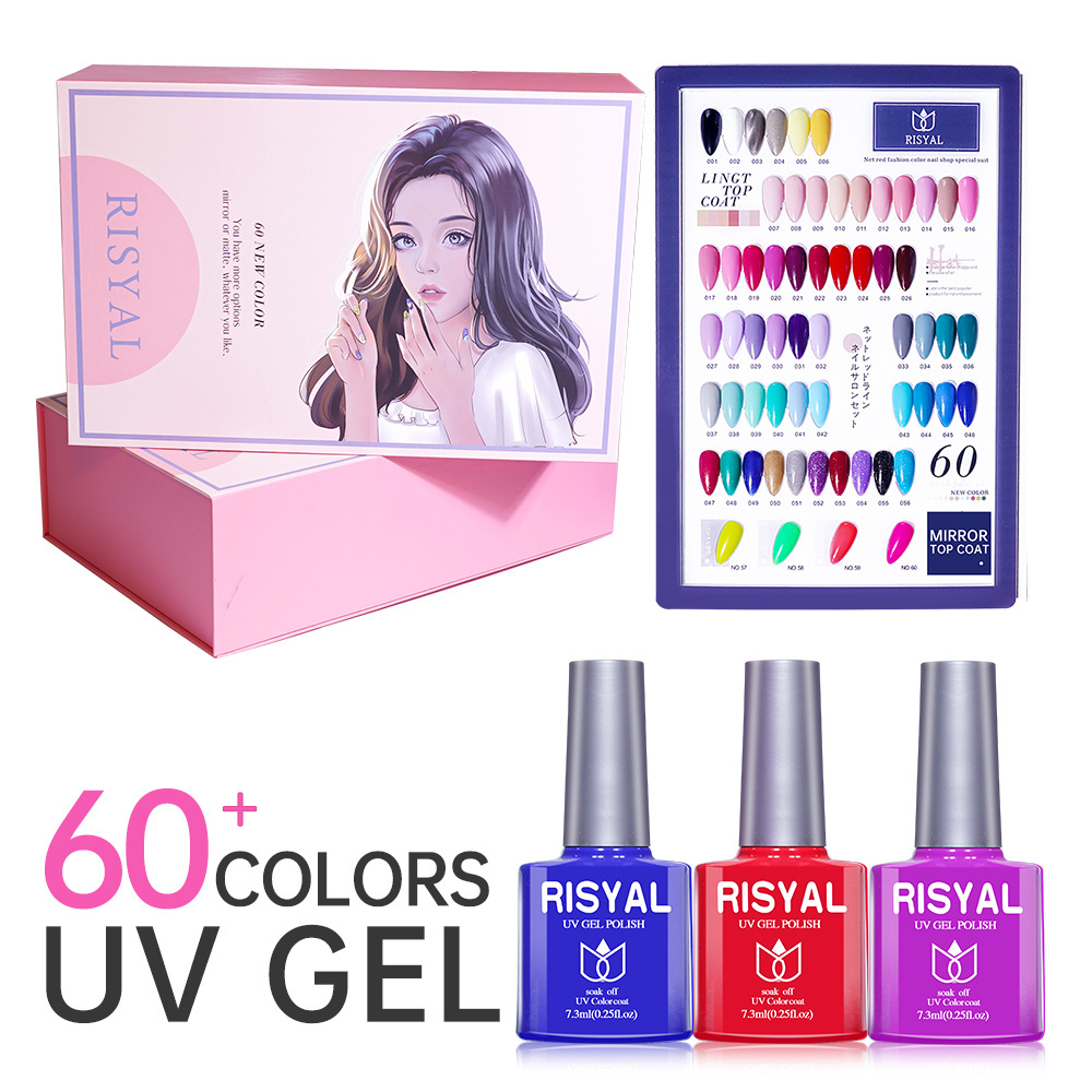 Nail Art Set 60Color Design Manicure Ste Uv Gel Nail Polish Factory UV/LED Matte Top Coat Gel Polish Nails Supplies