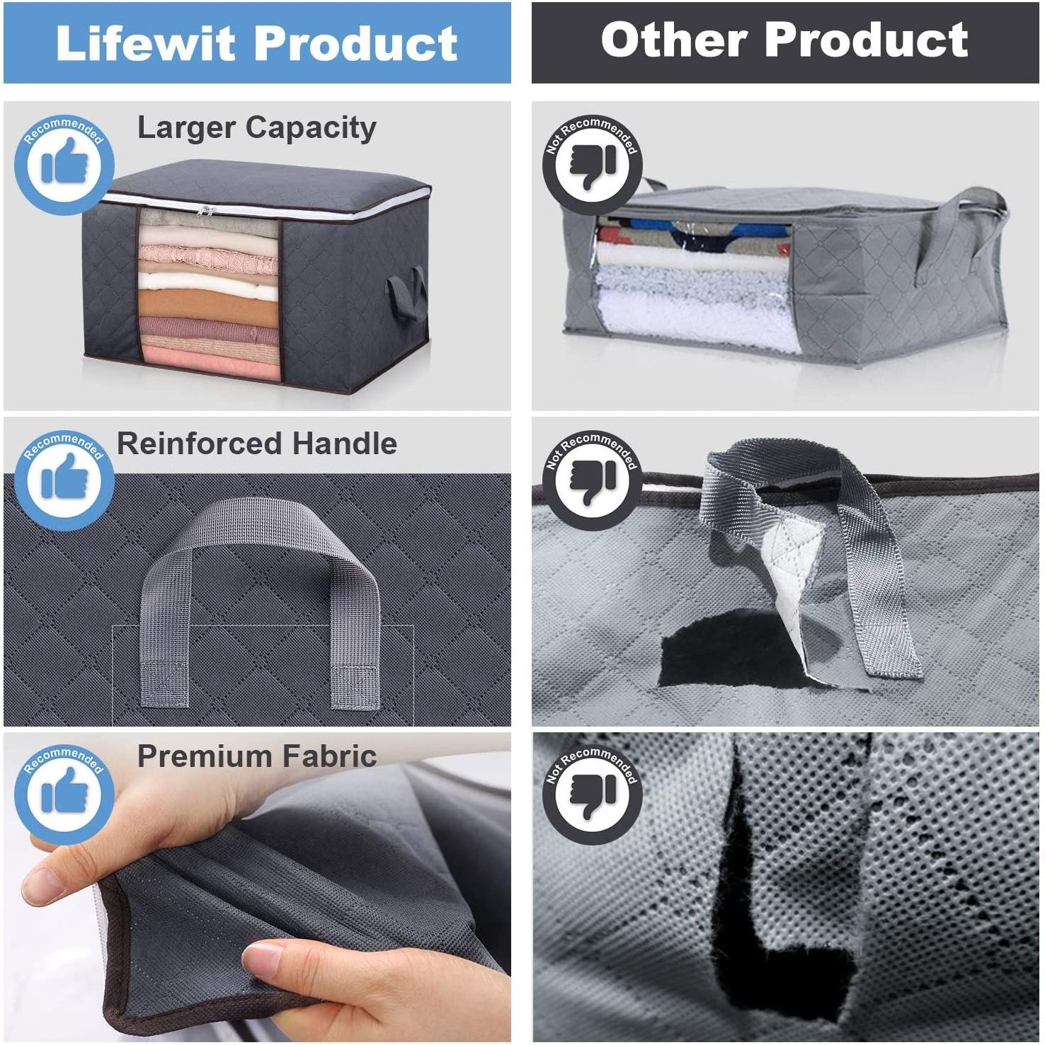 Large capacity quilt storage bag clear window Folding bag clothes blanket bedding storage organizer under bed storage bag