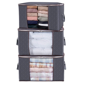 Large capacity quilt storage bag clear window Folding bag clothes blanket bedding storage organizer under bed storage bag