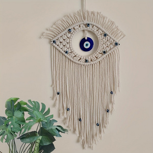 Boho Greek Evil Eye Dreamcatcher Macrame Wall Hanging Turkish Blue Eye Tapestry Ornament Wall Home Decor