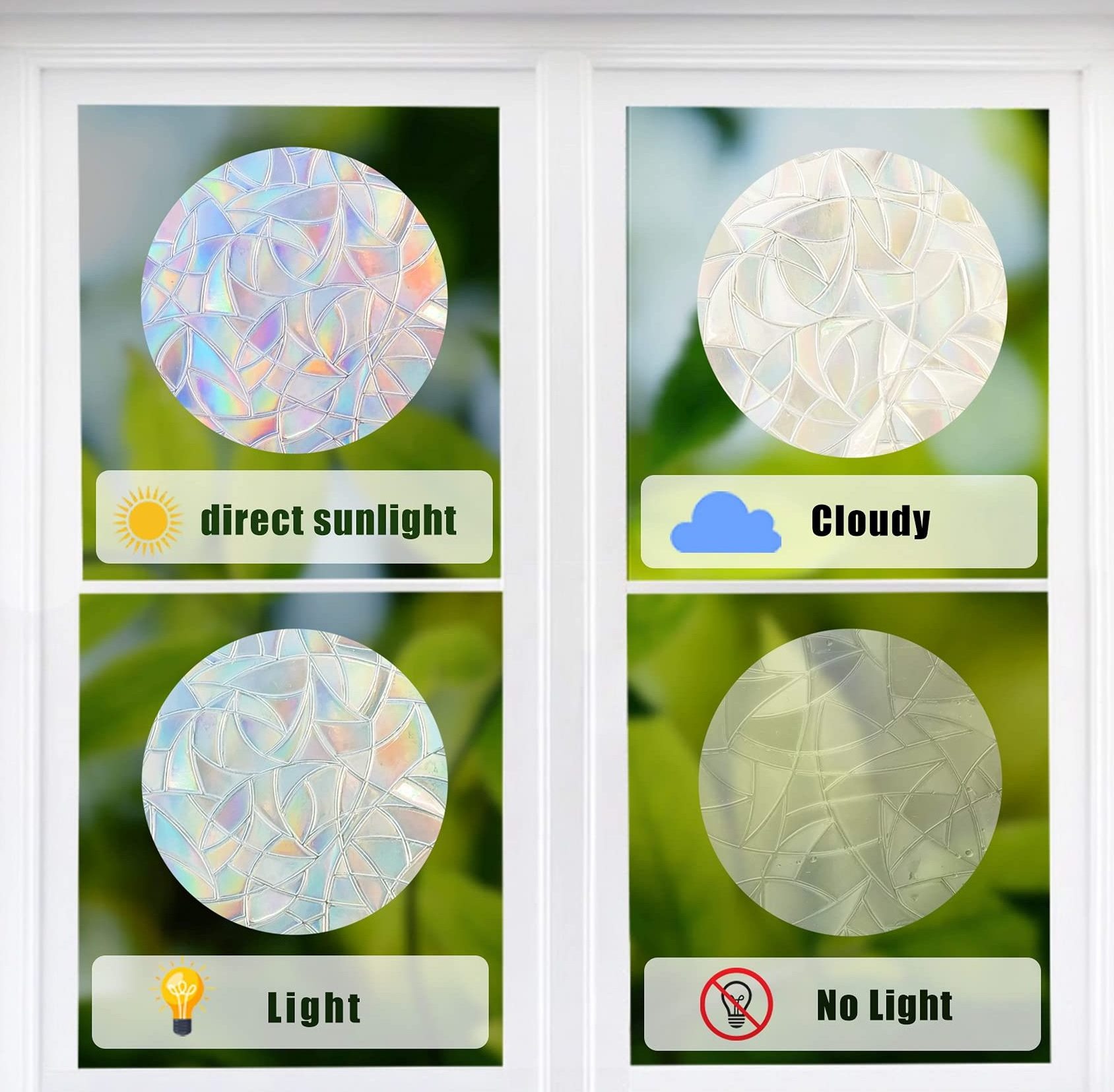 Non Adhesive Prismatic Vinyl Rainbow Effect Window Decal Film  Cling Sun Catcher Wall Sticker Holographic Decoration