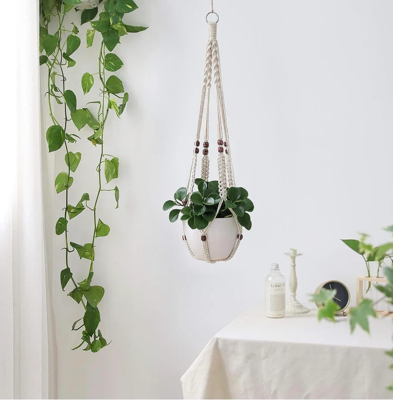 Handmade Cotton Outdoor Wall Macrame Ceiling Window Knot Plant Pot Hanger Holder Stand Indoor Hanging Planter Garment