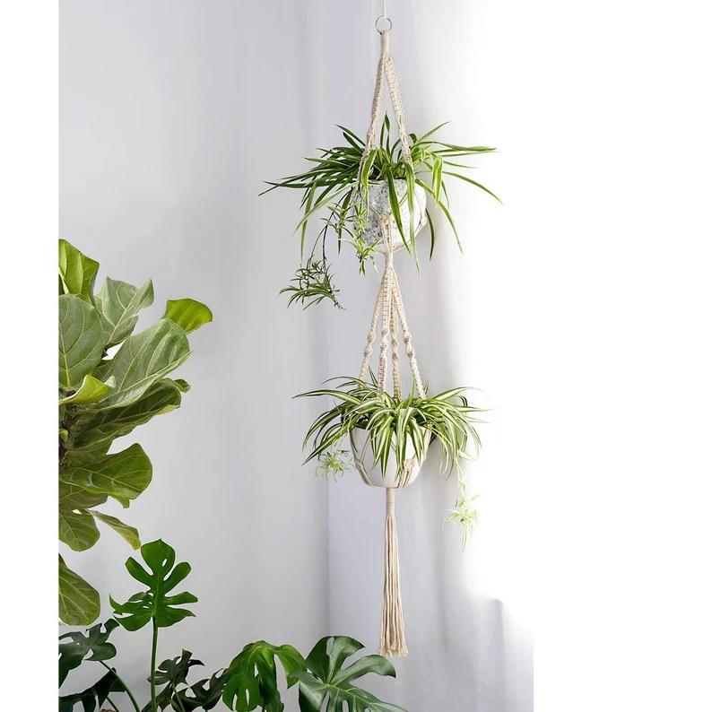 Handmade Cotton Outdoor Wall Macrame Ceiling Window Knot Plant Pot Hanger Holder Stand Indoor Hanging Planter Garment