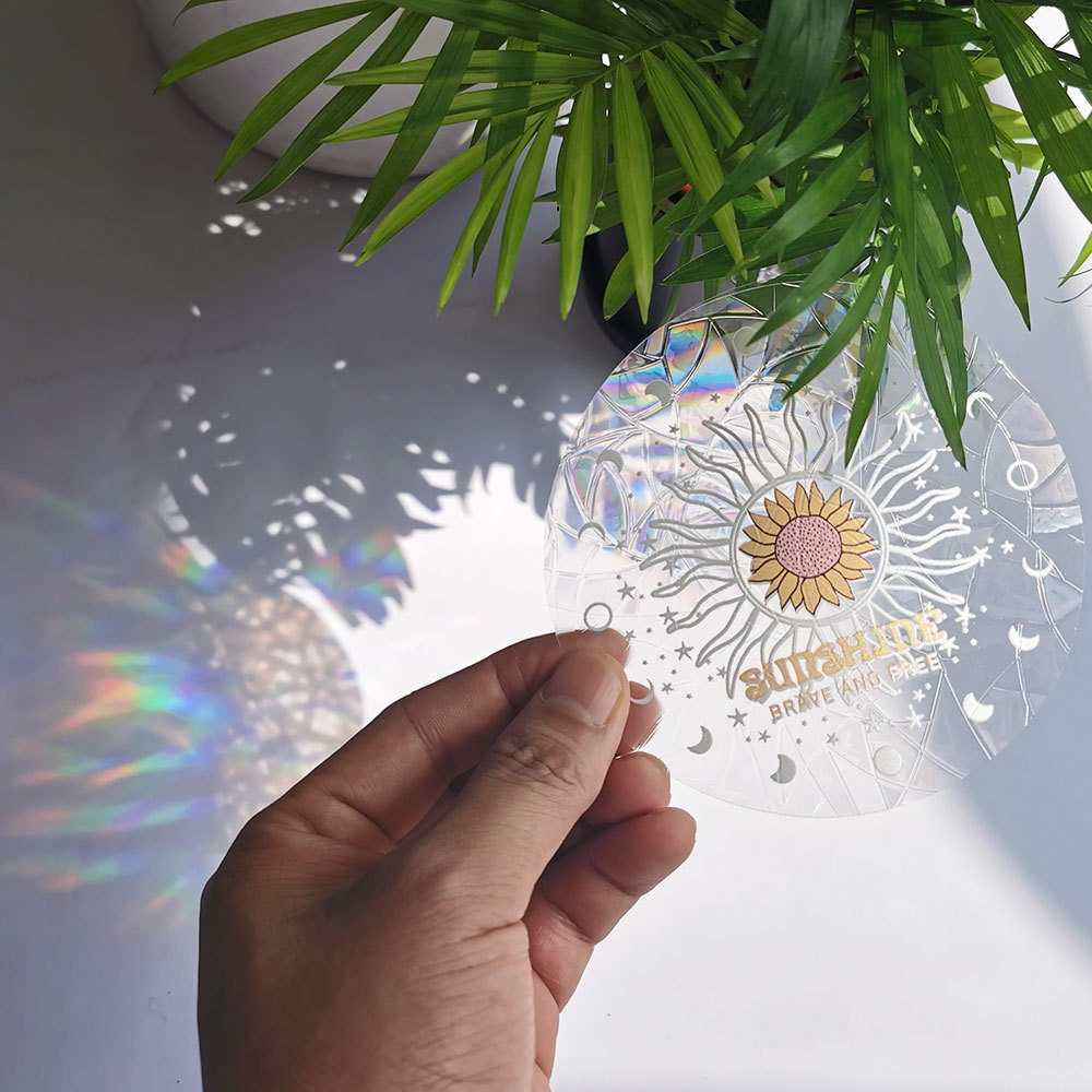 Prismatic Vinyl Window Prism Cling Film Decals Rainbow Maker Glass 3D Sun Catcher Sticker To Save Bird Decoration