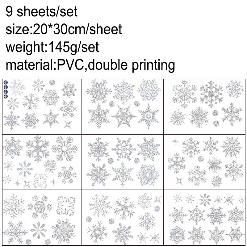 Reusable Winter Santa Claus Merry Christmas Snowflake Vinyl Window Clings Decal Stickers For Kids Wall Hanging Decoration 2022