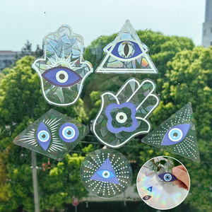 Sun Catcher Sticker Set Butterfly Evil Eye Flower of Life Palm Rainbow Maker Static Window Wall Stickers for Home Interior Decor