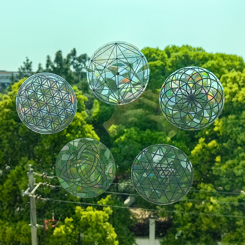 Sun Catcher Sticker Set Butterfly Evil Eye Flower of Life Palm Rainbow Maker Static Window Wall Stickers for Home Interior Decor